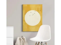 Sale Bricoflor Wandbild Mit Kreis In Gelb Und Weiß Leinwand Bild Im Asiatischen Stil Vogel Bild Auf Leinwand Für Schlaf Und Wohnzimmer Im Mid Century Stil