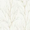 New Bricoflor Weiß Gold Tapete mit Baum Design Waldtapete im Modernen Stil für Esszimmer und Schlafzimmer Vlies Mustertapete mit Vinyl