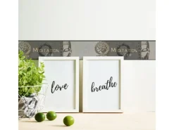 Online Bricoflor Zen Tapeten Bordüre Wellness Tapetenbordüre mit Buddha und Schriftzug Ideal für Badezimmer und Schlafzimmer Spa Wandbordüre in Grau Gold