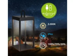 Brilo LED Laterne Luca Touch Dimmbar IP44 Spritzwassergeschützt