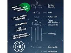 Brilo LED Laterne Luca Touch Dimmbar IP44 Spritzwassergeschützt