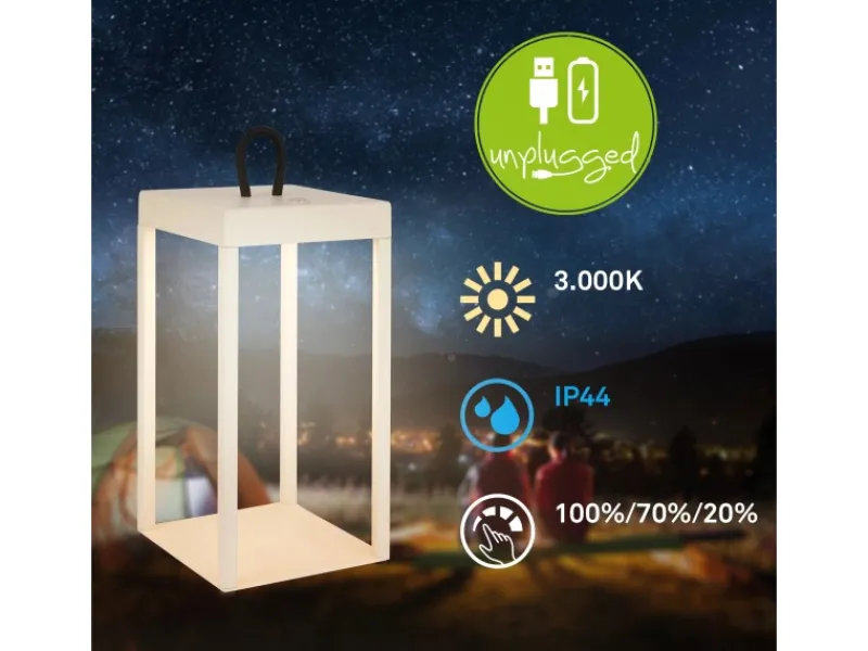 Discount Brilo LED Laterne Luca Touch Dimmbar IP44 Spritzwassergeschützt Beige
