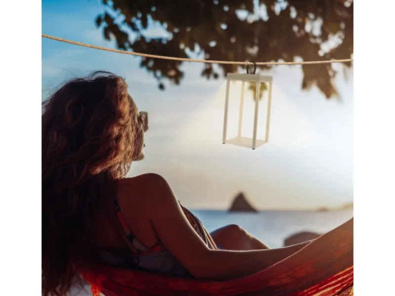 Discount Brilo LED Laterne Luca Touch Dimmbar IP44 Spritzwassergeschützt Beige