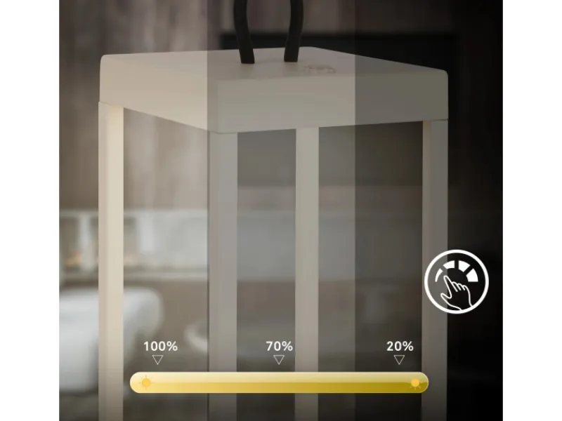 Discount Brilo LED Laterne Luca Touch Dimmbar IP44 Spritzwassergeschützt Beige