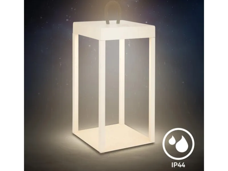 Discount Brilo LED Laterne Luca Touch Dimmbar IP44 Spritzwassergeschützt Beige