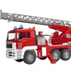 Hot Bruder Spielzeug MAN TGA Feuerwehr mit Drehleiter Licht und Sound