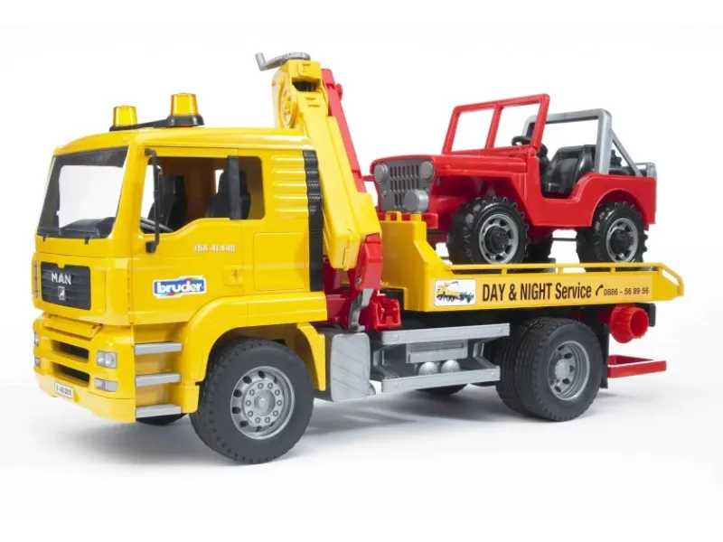 Bruder Spielzeug MAN TGA Abschlepp-LKW mit Geländewagen