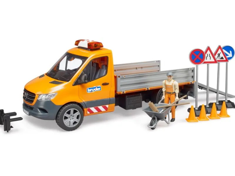 Best Bruder Spielzeug MB Sprinter Kommunal mit Fahrer, Zubehör, Licht und Sound