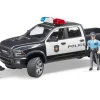 Bruder Spielzeug RAM 2500 Polizei Pickup mit Polizist, Licht und Sound