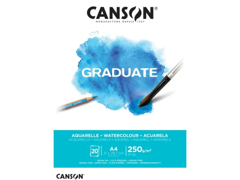 Sale CANSON Graduate Aquarellpapier Fein A4 Naturweiß 20 Blatt