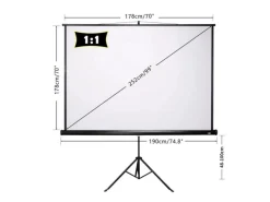 New CCLIFE Beamer Leinwand mit Stativ Inklusiv Montagematerial 99 Zoll Projektionsleinwand Rolloleinwand Heimkino Mobile