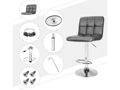 CCLIFE 2er Set Barhocker Hocker Höhenverstellbar 62cm-82cm