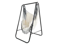 Outlet CCLIFE Hängesessel mit Gestell Kissen Hängeschaukel Hängestuhl Bis 100kg Indoor Outdoor Garten Beige