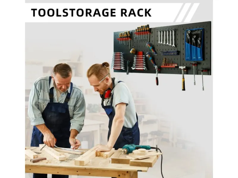 CCLIFE Werkzeugwand Lochwand 4 tlg Inkl. 52-Teiligem Metall Werkzeuglochwand Vier Teile 160 x 60 x 2 cm Erweiterbar Zubehör Wandregal