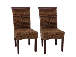CHEFGASTRO Esszimmerstuhl 2er-Set Korbstuhl Stuhl Bananengeflecht 93x47x43cm Sitzhöhe 47cm Hell Ohne Kissen