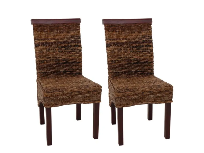 CHEFGASTRO Esszimmerstuhl 2er-Set Korbstuhl Stuhl Bananengeflecht 93x47x43cm Sitzhöhe 47cm Hell Ohne Kissen