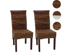 CHEFGASTRO Esszimmerstuhl 2er-Set Korbstuhl Stuhl Bananengeflecht 93x47x43cm Sitzhöhe 47cm Hell Ohne Kissen