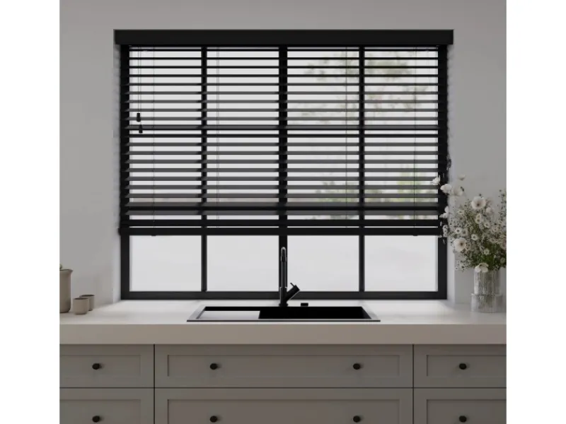 Cocoon Home Concepts Holz Jalousien 60 x 175 50mm Lamellen Schwarz
