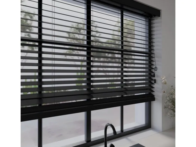 Cocoon Home Concepts Holz Jalousien 240 x 240 50mm Lamellen Schwarz