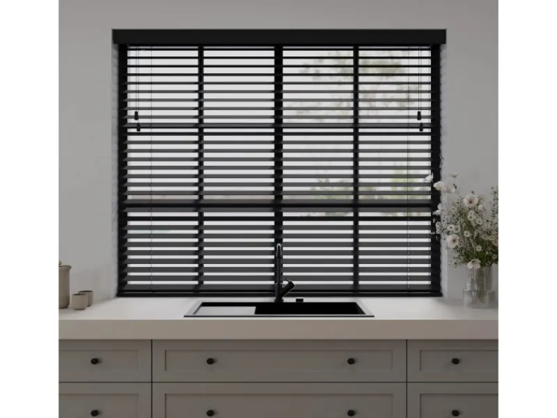 Cocoon Home Concepts Holz Jalousien 240 x 240 50mm Lamellen Schwarz
