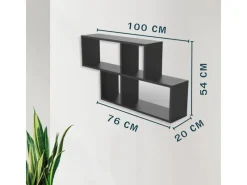 Online Coemo Wandregal Ernie Anthrazit 100x20x53cm aus Holz mt 4 Fächern