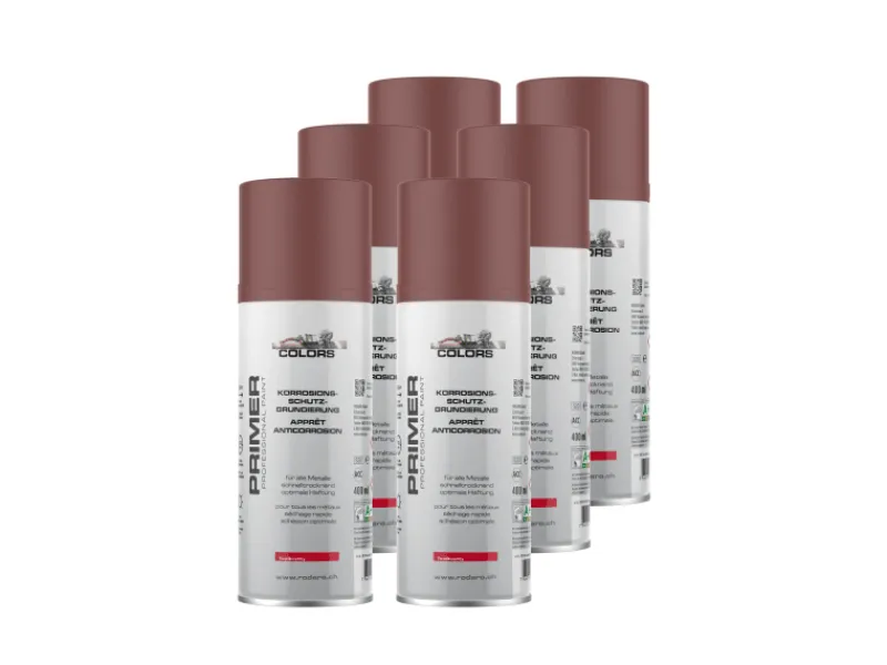 Best COLORS Korrosionsschutzgrundierung Sprühlack 6er Set 400ml Rotbraun