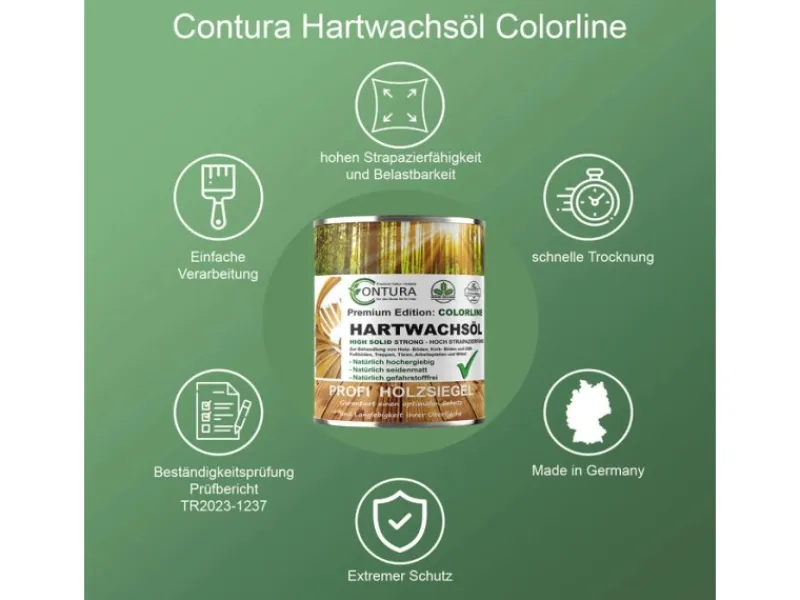Sale CONTURA Hartwachsöl Colorline FARBIG Fußbodenöl Parkettöl Möbelöl Holzöl 2,5 Liter 12 Nightly