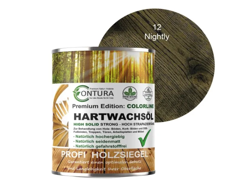 Hot CONTURA Hartwachsöl Colorline FARBIG Fußbodenöl Parkettöl Möbelöl Holzöl 750ml 12 Nightly