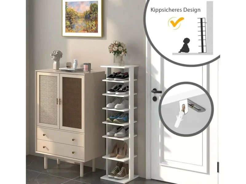 Costway 8 Stufiges Schuhregal Höhenverstellbar Holz Braun Einzel