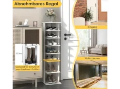 Costway 8 Stufiges Schuhregal Höhenverstellbar Holz Braun Einzel