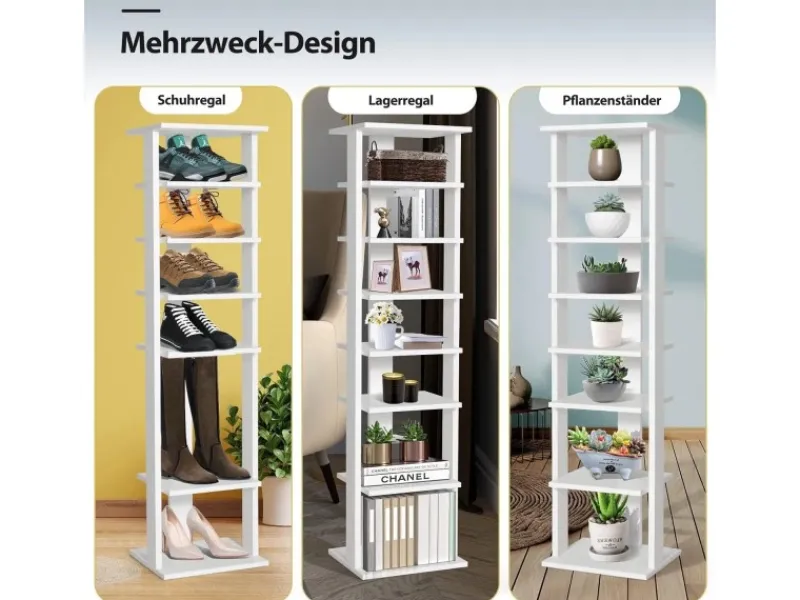 Costway 8 Stufiges Schuhregal Höhenverstellbar Holz Braun Einzel