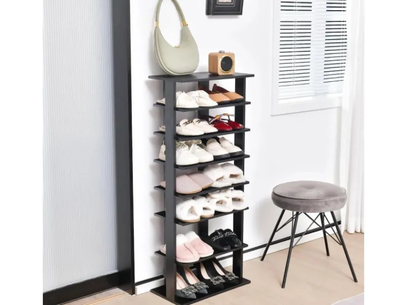 Costway 8 Stufiges Schuhregal Höhenverstellbar Holz Doppel