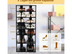 Costway 8 Stufiges Schuhregal Höhenverstellbar Holz Doppel