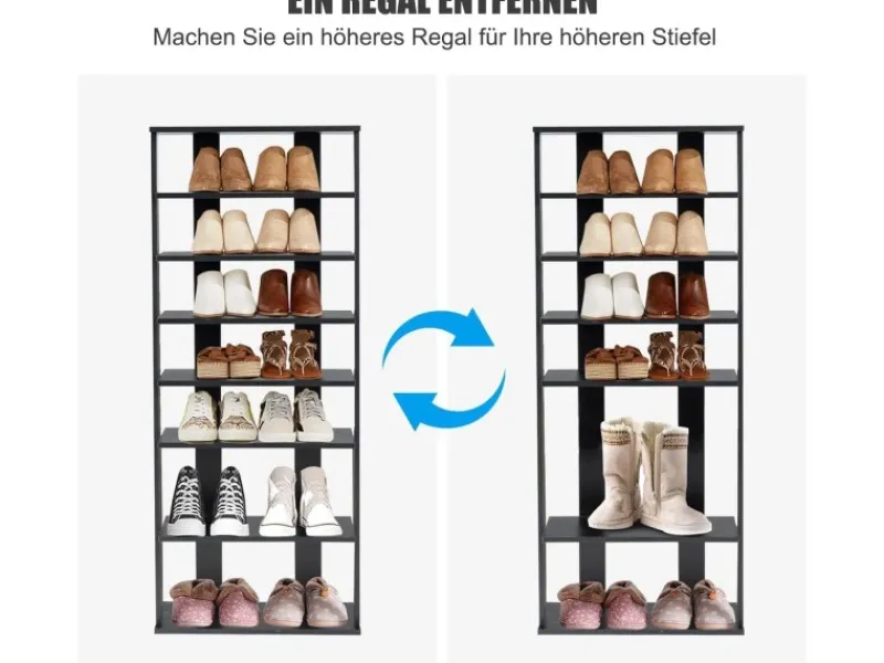 Costway 8 Stufiges Schuhregal Höhenverstellbar Holz Doppel