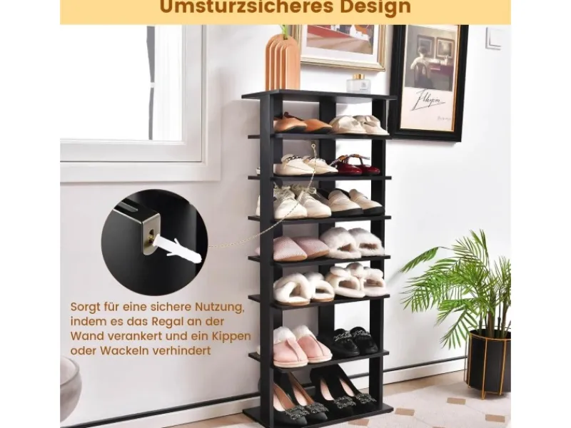 Costway 8 Stufiges Schuhregal Höhenverstellbar Holz Doppel