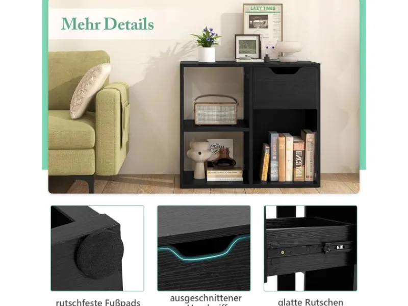 Costway Bücherregal Holz 60 x 30 x 53 cm