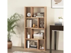 Outlet Costway Bücherregal mit 4 Ebenen Standregal mit 8 Fächern Natur