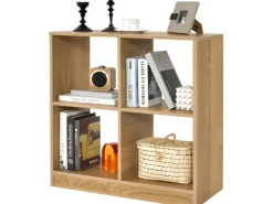 Costway Bücherregal mit 4 Fächern Würfelregal 73 x 33 x 73 cm Natur
