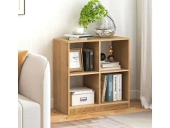 Costway Bücherregal mit 4 Fächern Würfelregal 73 x 33 x 73 cm Natur