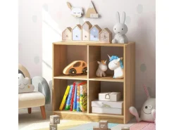 Costway Bücherregal mit 4 Fächern Würfelregal 73 x 33 x 73 cm Natur