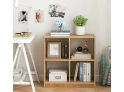 Costway Bücherregal mit 4 Fächern Würfelregal 73 x 33 x 73 cm Natur