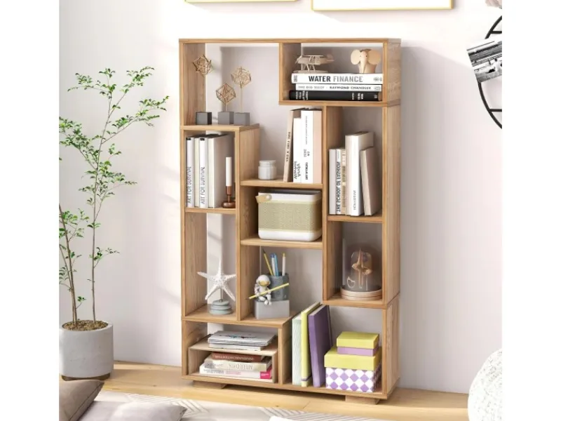 Costway Bücherregal mit 9 Fächern Standregal 120cm