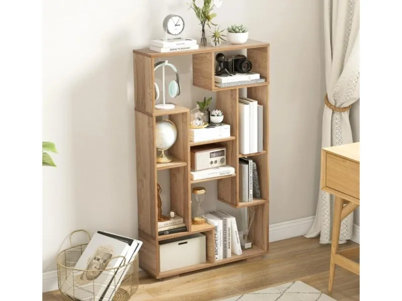 Costway Bücherregal mit 9 Fächern Standregal 120cm