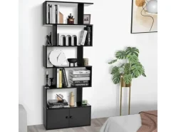 Costway Bücherregal mit Türen Standregal 183 x 70 x 23 cm