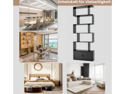 Costway Bücherregal mit Türen Standregal 183 x 70 x 23 cm