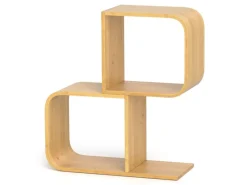 Costway Bücherregal S-förmig Aus Bambus Würfelregal mit 2 Etagen