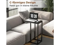 Discount Costway Beistelltisch C-Form Sofatisch mit Metallgestell Schwarz
