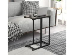 Outlet Costway Beistelltisch C-Form Sofatisch mit Metallgestell Grau