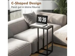 Outlet Costway Beistelltisch C-Form Sofatisch mit Metallgestell Grau