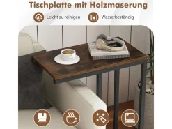 Costway Beistelltisch C-Form Sofatisch mit Metallgestell